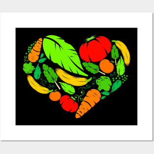 Healthy Veggie Heart For Vegetarian And Vegan Posters and Art